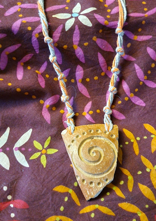 Spiral Pottery Shard Necklace